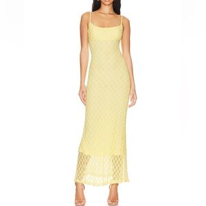 Bardot Adoni Mesh Midi Dress In Canary Yellow